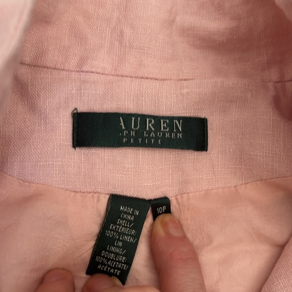 Lauren by Ralph Lauren Petites Pink Lenin Blazer 10P - Picture 7 of 9